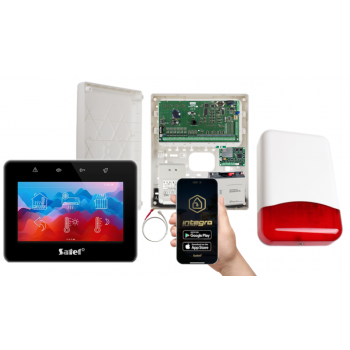 ZESTAW ALARMOWY SATEL INTEGRA 64 + INT-TSG2-B + OPU-3P + AWT682 + 17Ah + INT-GSM LTE + SYRENA TI700